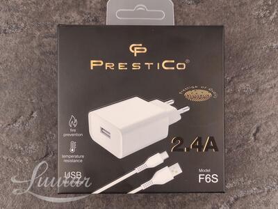 Laadija PRESTICO F6S 2.4A + Juhe USB → USB Type-C 