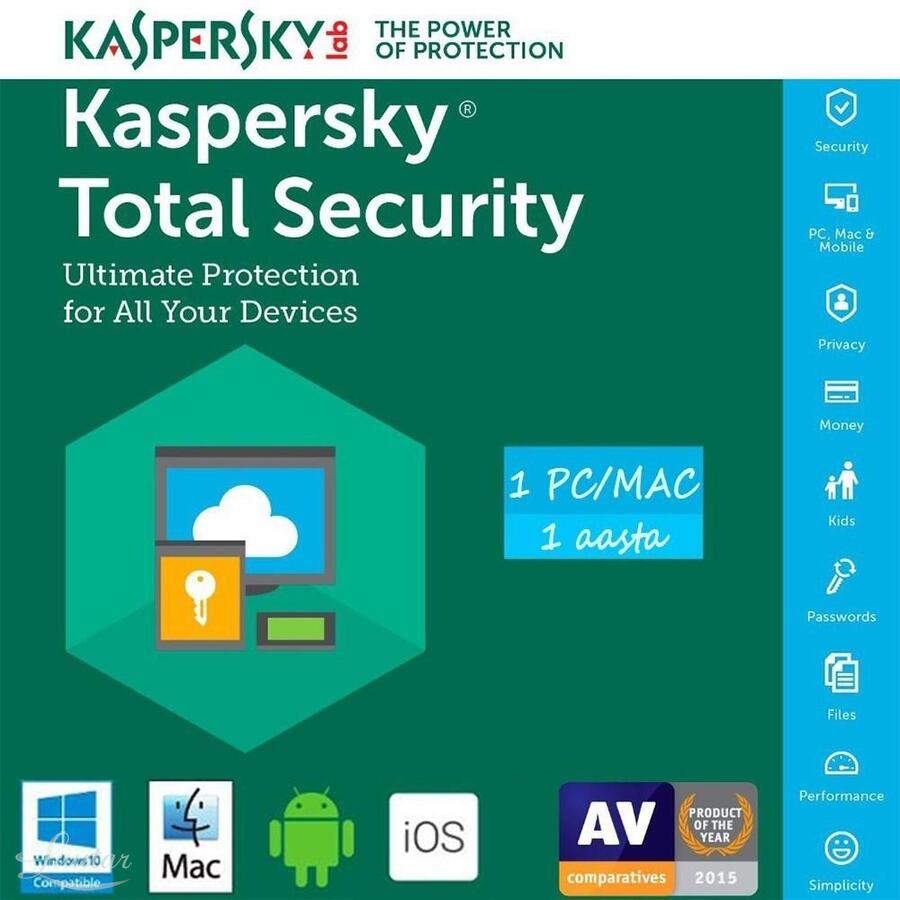 Antivirus Kaspersky Total Security 2021|2022 1A 3xPC|MAC|MOBILE