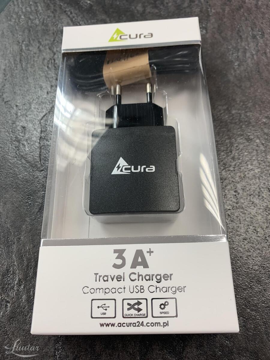 Laadija ACURA 5V/3A + Juhe microUSB UUS!