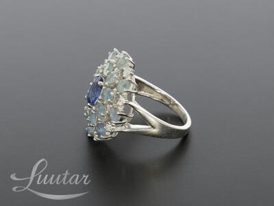 Hõbesõrmus 925* Uus! Sinine flouriit+Tsikroonid! DEVA Jewelry