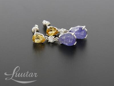 Hõbekõrvarõngad 925* UUED! Tsitriinid+ Tansaniidid! Golden Silver Jewelry
