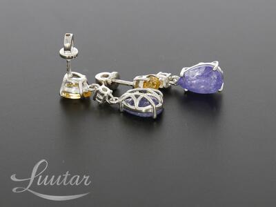 Hõbekõrvarõngad 925* UUED! Tsitriinid+ Tansaniidid! Golden Silver Jewelry
