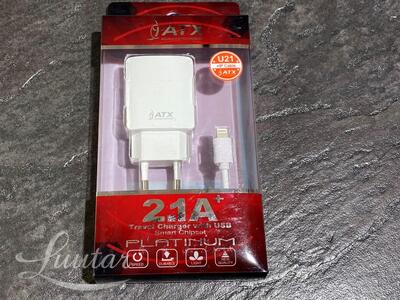 Laadija ATX U21 5V/2.1A + Juhe Lightning UUS!
