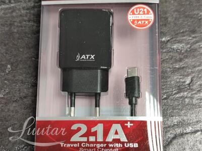 Laadija ATX U21 2.1A + Juhe USB Type-C UUS!