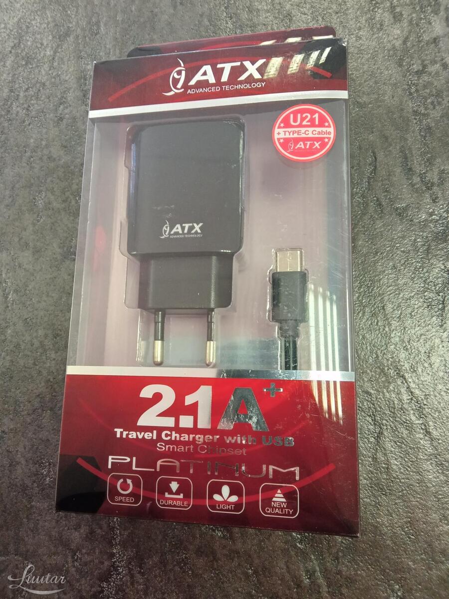 Laadija ATX U21 2.1A+ Juhe USB Type-C UUS!