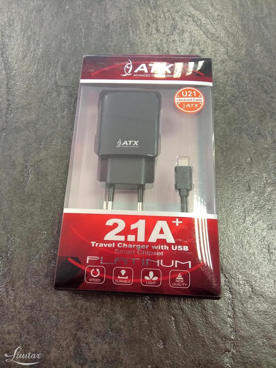 Laadija ATX U21 2.1A+ Juhe microUSB UUS!