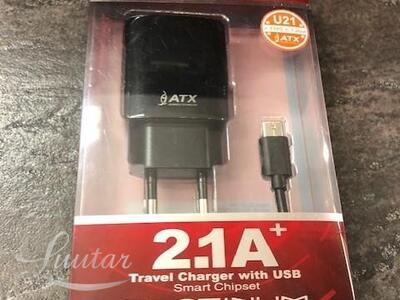 Laadija ATX U21 2.1A + Juhe USB Type-C UUS! 