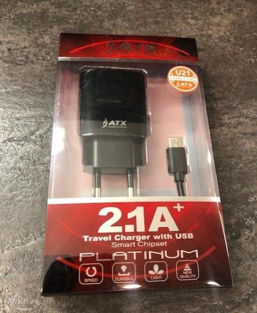 Laadija ATX U21 2.1A + Juhe USB Type-C UUS! 