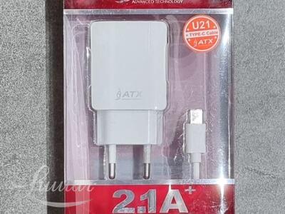 Laadija ATX U21 2xUSB 2.1A + Juhe USB Type-C