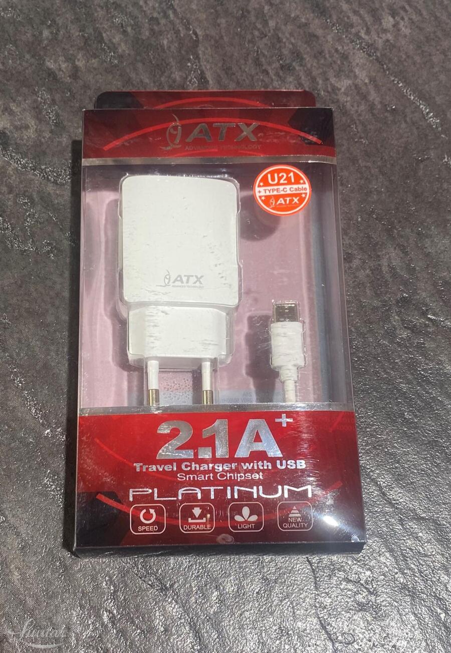 Laadija ATX U21 2xUSB 2.1A + Juhe USB Type-C