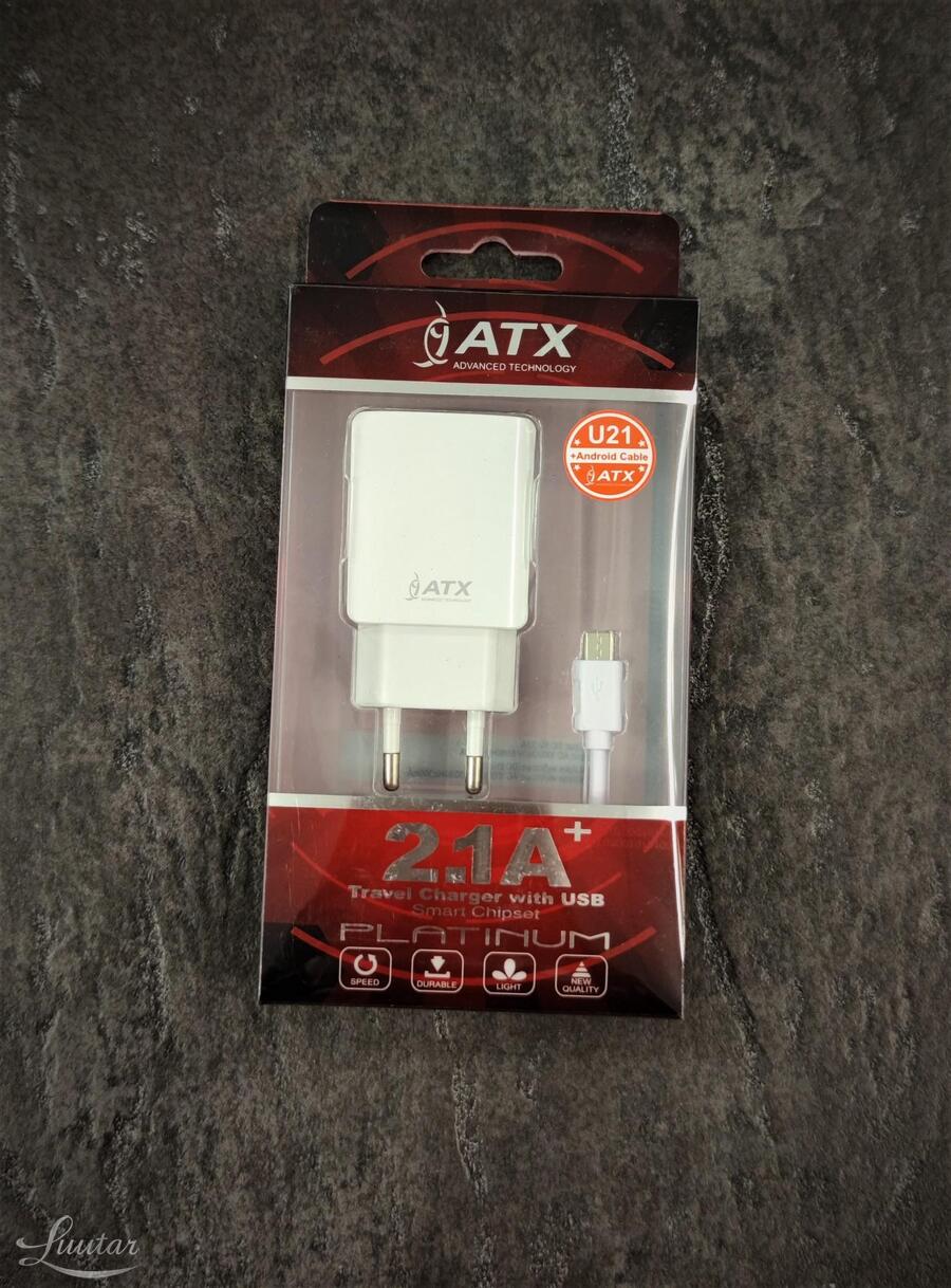 Laadija ATX U21 2xUSB 2.1A+Juhe microUSB