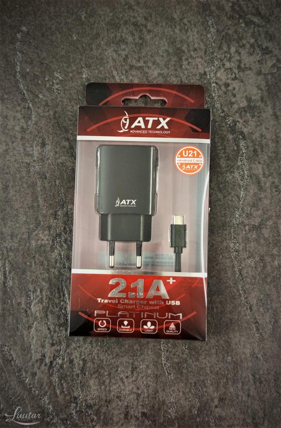 Laadija ATX U21 2xUSB 2.1A+Juhe microUSB