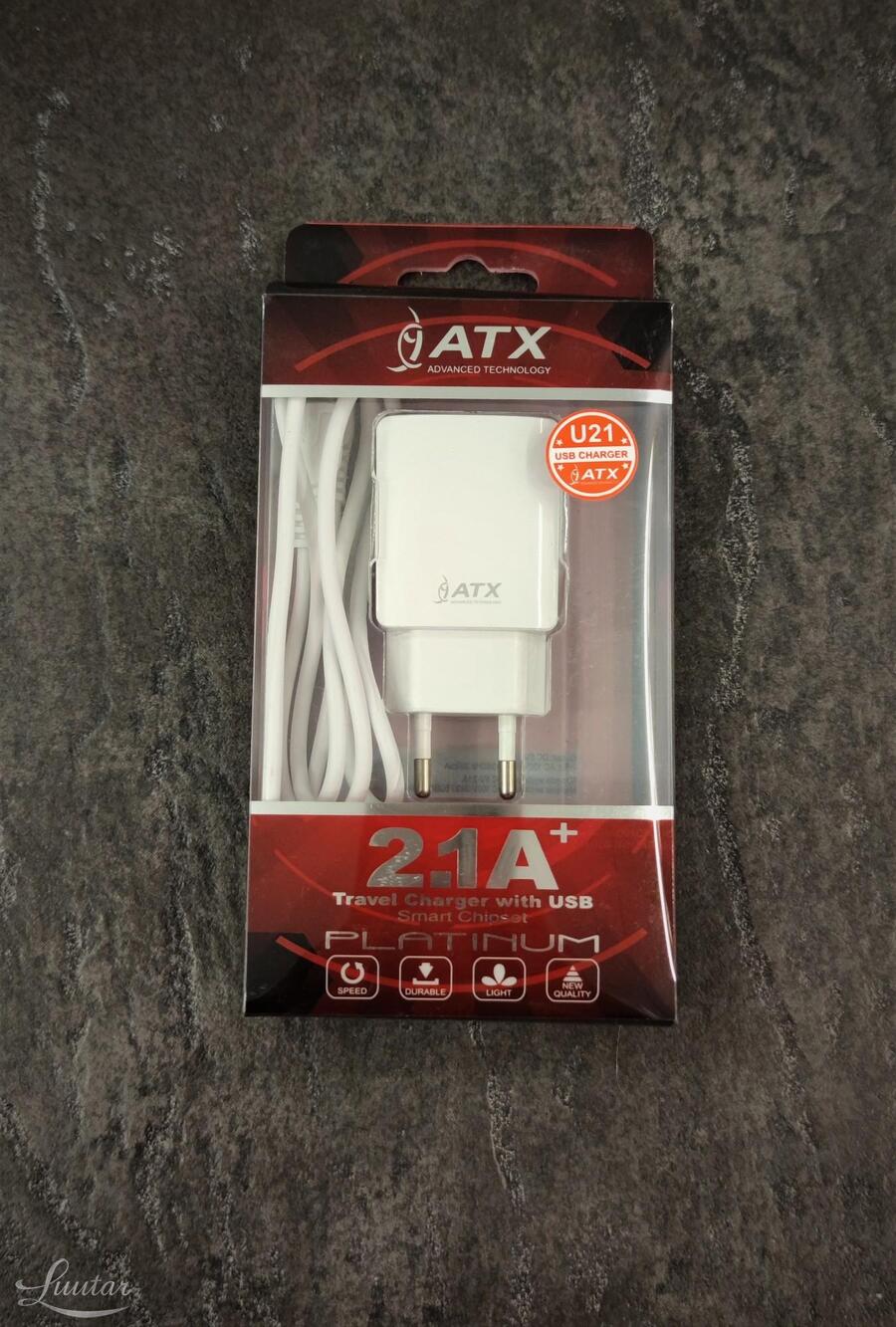 Laadija ATX U21 2xUSB 2.1A+Juhe Lightning