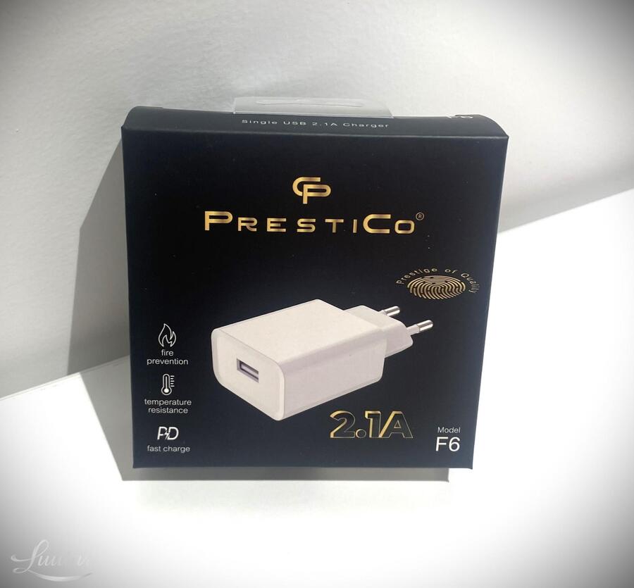 Laadija Prestico F6 1xUSB 2.1A valge UUS!