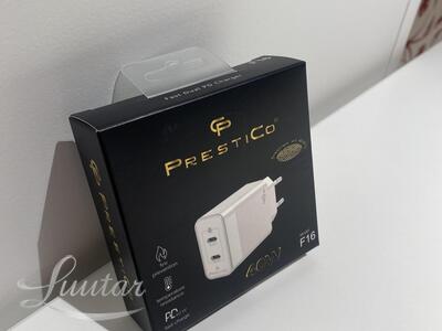 Laadija Prestico F16 2xUSB-C 40W PD valge UUS!