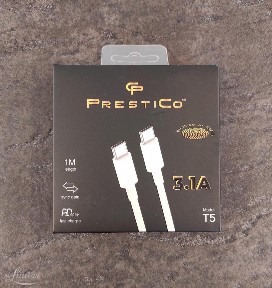 Juhe PRESTICO T5 USB Type-C → USB Type-C Valge
