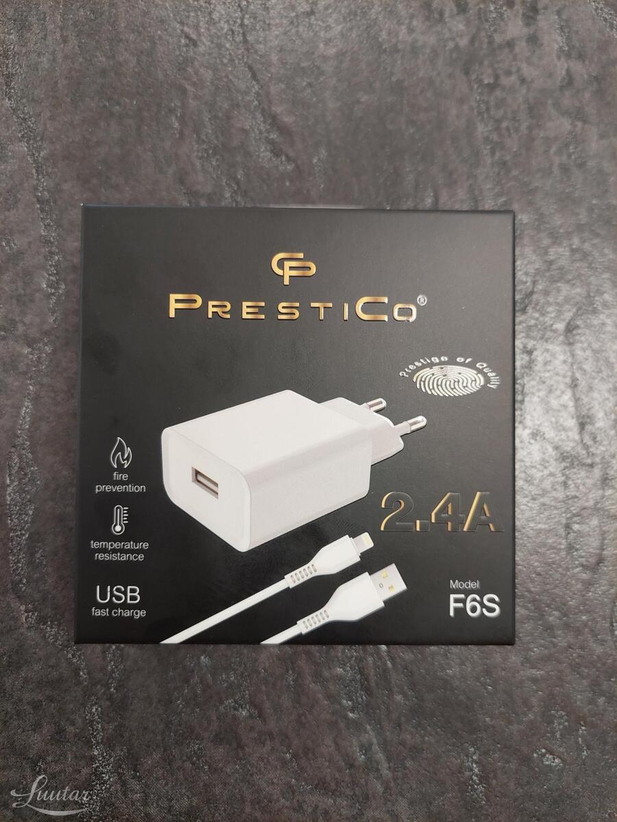 Laadija PRESTICO F6S 1 x USB + Juhe LIGHTNING 2.4A white
