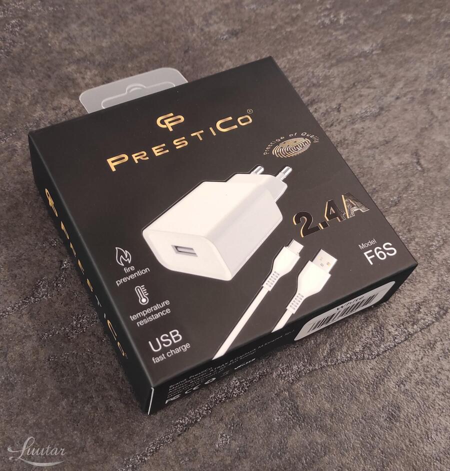 Laadija PRESTICO F6S 2.4A + Juhe USB → USB Type-C 