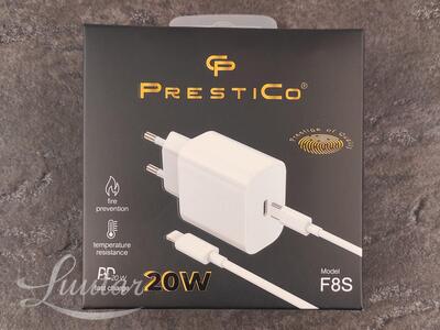 Laadija PRESTICO F8S USB Type-C 20W + Juhe USB Type-C → Lightning white