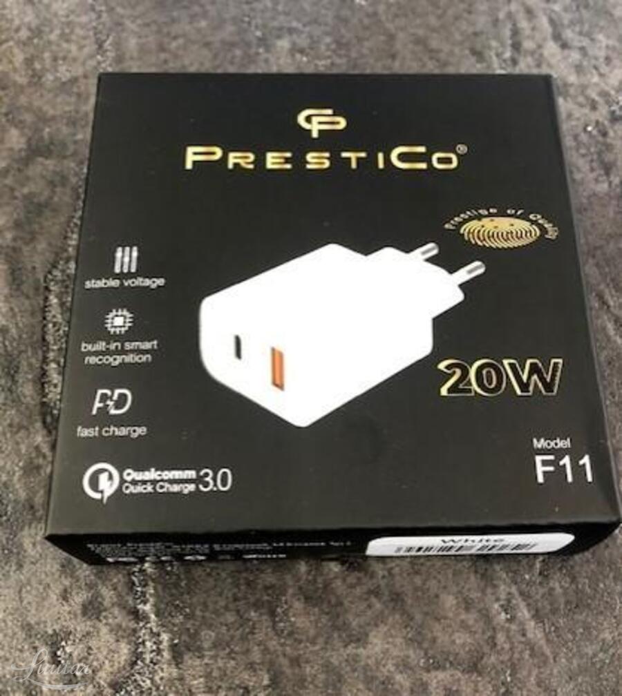 Laadija PRESTICO F11 USB + USB Type-C 20W PD