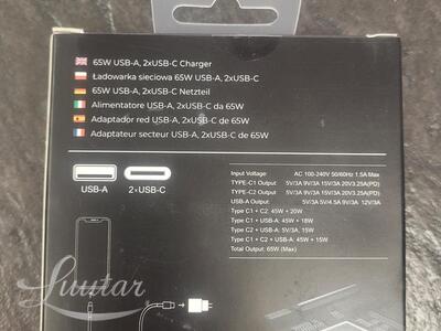 Laadija PRESTICO F28 USB + 2 x USB Type-C QC 65W