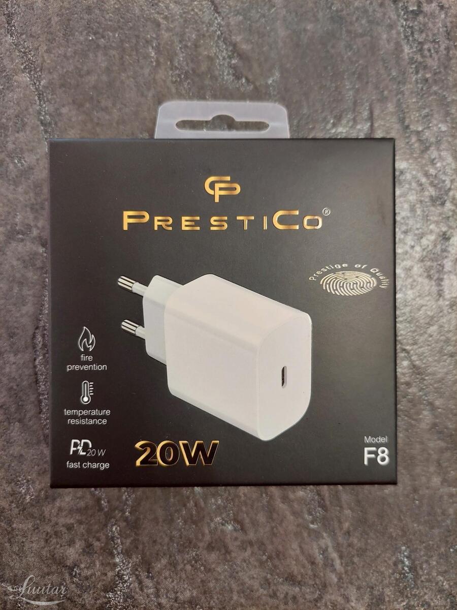 Laadija PRESTICO F8 USB Type-C 20W PD white