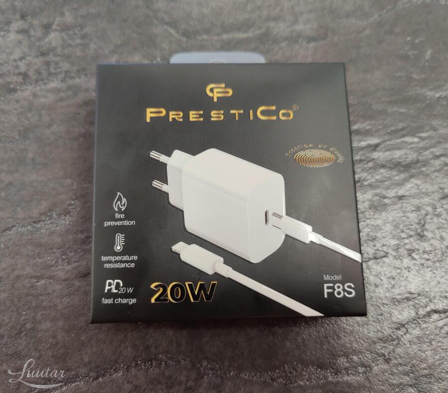 Laadija PRESTICO F8S USB Type- C 20W + Juhe USB Type-C → Lightning white