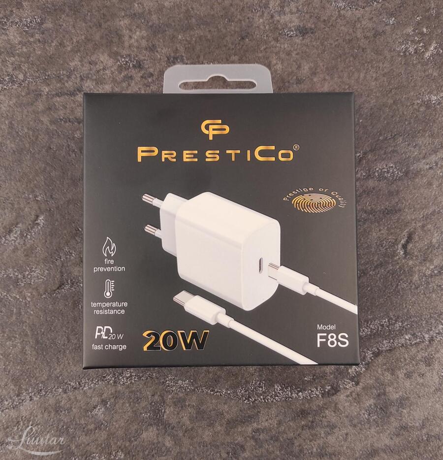 Laadija Prestico F8S USB Type-C 20W+juhe USB TypeC-USB Type -C