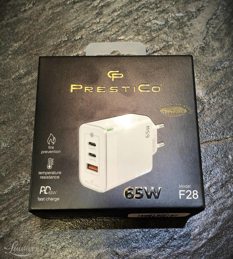 Laadija PRESTICO  F28  USB  + 2 x USB Type-C  QC  65W 