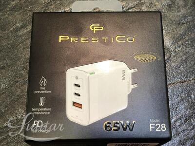 Laadija PRESTICO  F28  USB  + 2 x USB Type-C  QC  65W 