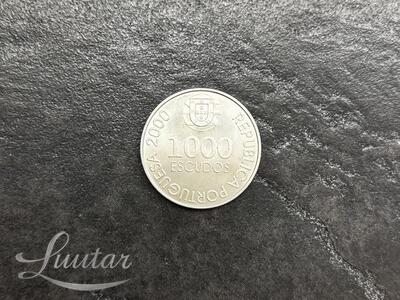 Hõbemünt "1000 eskuudot" 2000a Portugal.