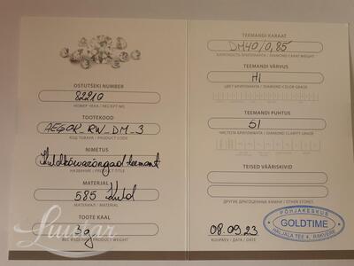 Kuldkõrvarõngad 585* Teemantitega DM 40 / 0.85 ct UUED!