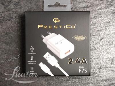 Laadija PRESTICO F7S USB+Juhe USB Type-C 2.4A