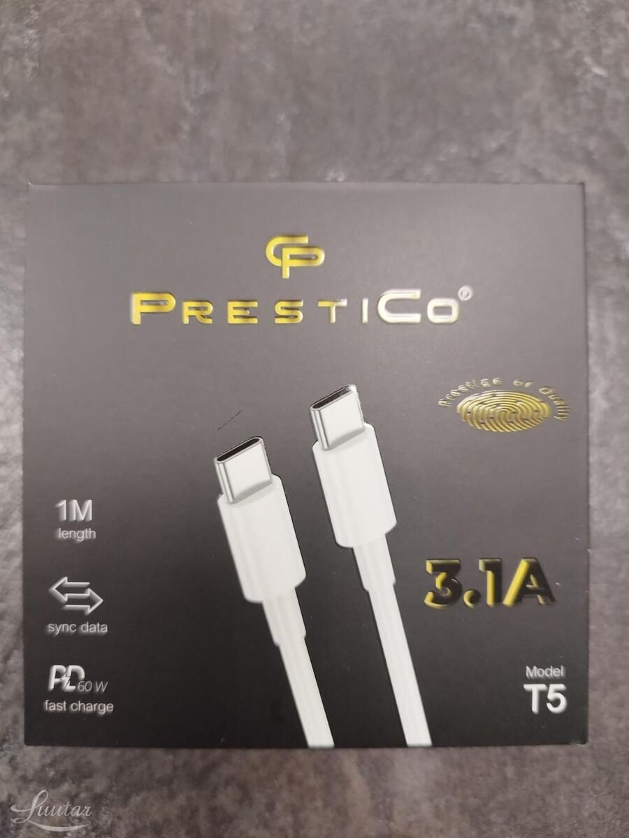 Juhe PRESTICO T5 USB Type-C - USB Type-C PD Valge