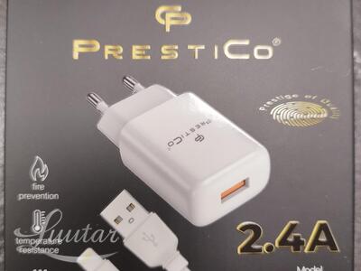 Laadija PRESTICO F7S 1xUSB + Juhe Lightning 2.4A Valge