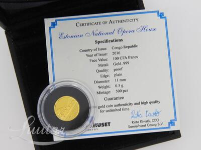 Kuldmünt 999* Congo Republic Rahvusooper Estonia 2016