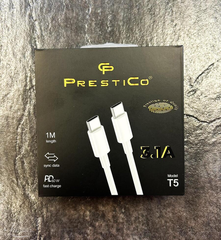 Juhe PRESTICO T5 USB Type-C - USB Type-C PD valge