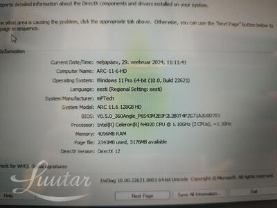 Sülearvuti Techbite Arc 11.6 128gb 