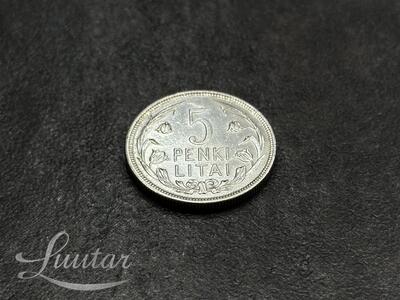 Hõbemünt "Leedu. 5 litti" 1925a.