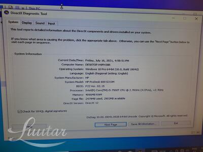 Lauaarvuti HP Prodesk 600 G3 DM