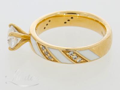 Kuldsõrmus 585* Glamira! Valge safiir 0.8ct + Briljandid 0.096ct