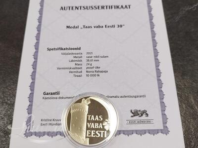 Meenemünt "Taas vaba Eesti 30"