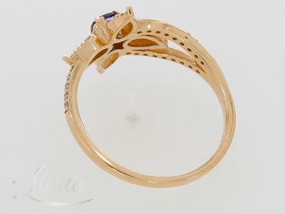 Kuldsõrmus 585* UUS! Looduslik safiir 0.26ct + looduslikud briljandid 0.30ct