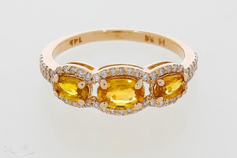 Kuldsõrmus 585* UUS! Looduslikud safiirid 1.15ct + briljandid 0.30ct