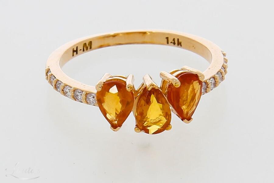 Kuldsõrmus 585* UUS! Looduslikud safiirid 1.40ct + Looduslikud briljandid 0.20ct