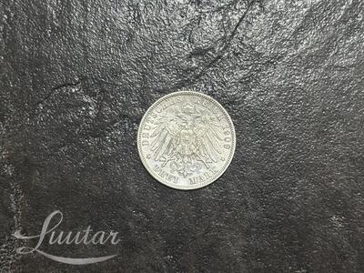 Hõbemünt Saksamaa 3 märki 1909a. 900*