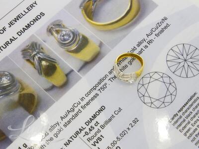 Kuldsõrmus 750* 0,45ct looduslikud briljandid