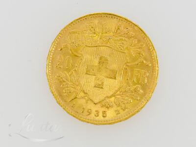 Kuldmünt 900* 20 Franc 1935