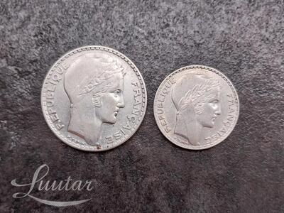 Hõbemündid "Prantsusmaa 20frankov, 10frankov 1933a"