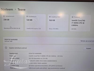 Sülearvuti Dell Latitude E7480